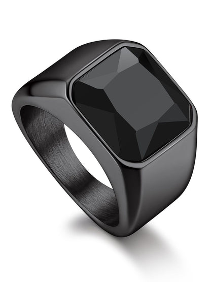 Black Onyx Silver Signet Ring – Men