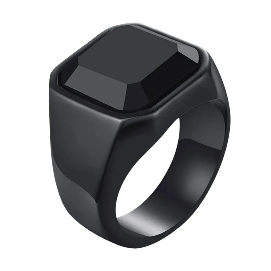 Black Onyx Silver Signet Ring – Men
