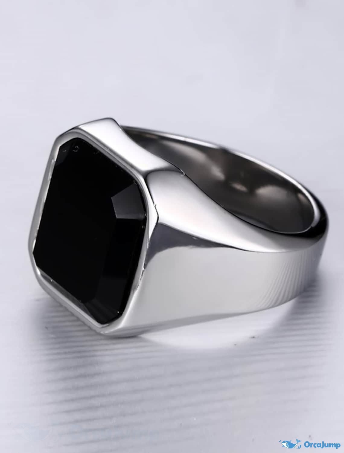 Black Onyx Silver Signet Ring – Men